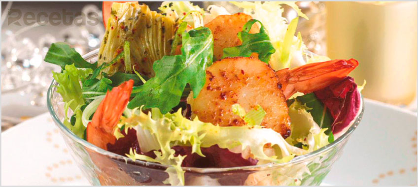 Ensalada de marisco con vinagreta de frambuesa